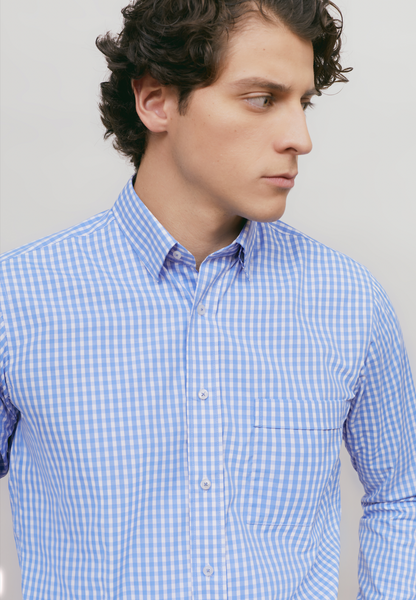 City Casual Regular Fit Blue Wide Line Shirt