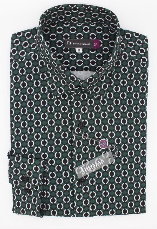 Camisa Trend Slim Fit Verde Patrón