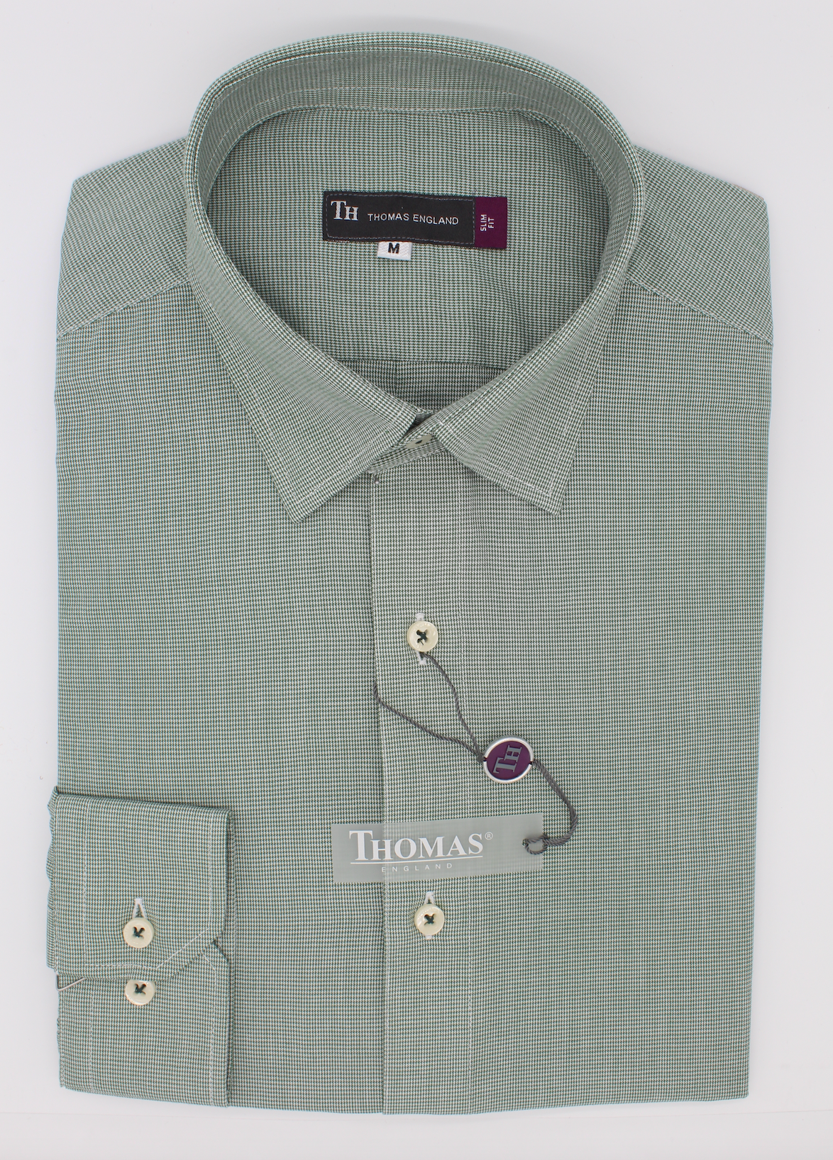 Camisa Casual Slim Fit Verde mini cuadros